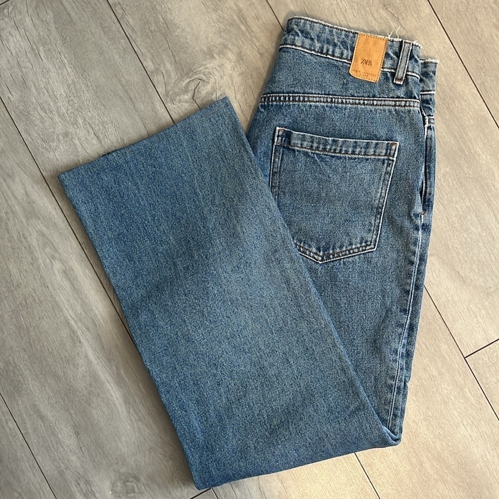 ZARA Z1975 High Waist Wide Leg Denim Jeans, Size 10